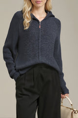 Oversized Hooded Zipper Sweater