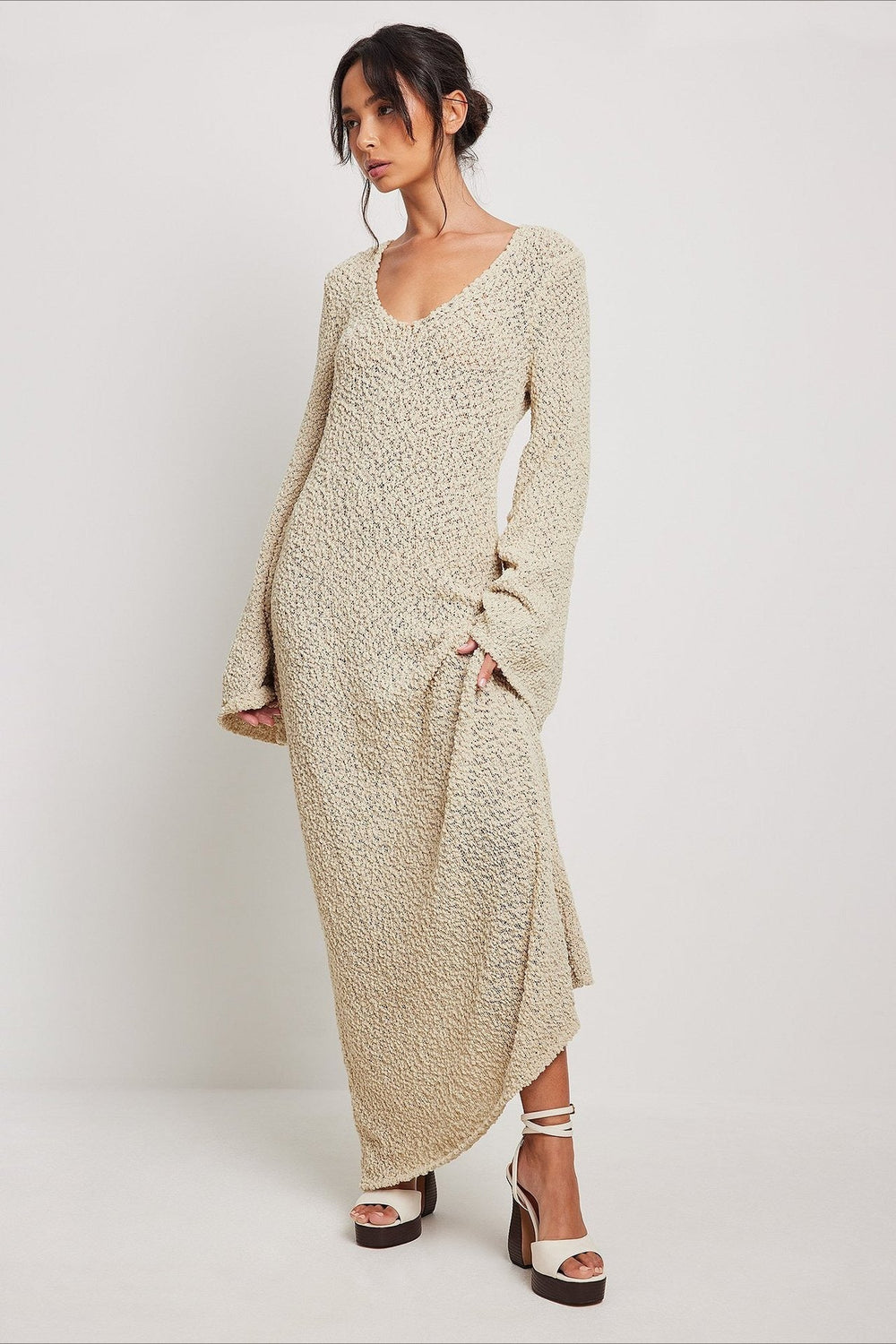 Casual Solid Maxi Sweater Dress