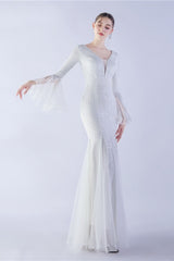 Sequin Ruffled Mesh Party Dress White / S