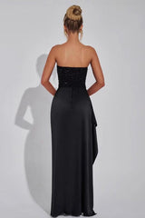 Sequin Strapless High Slit Maxi Dress