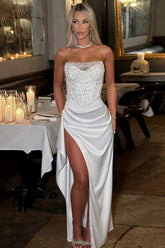 Sequin Strapless High Slit Maxi Dress