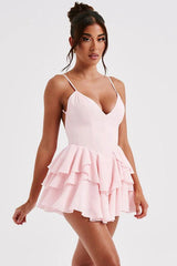 Spaghetti Strap Ruffle Party Dress