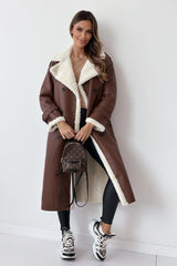 Reversible Stand Collar Faux Fur Overcoat