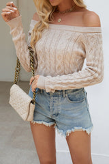 Cable Knit Boat Neck Cropped Knit Top
