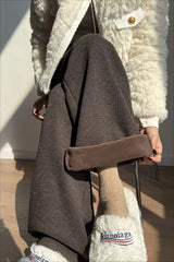 Plush Wool Draped Wide Leg Knit Pants