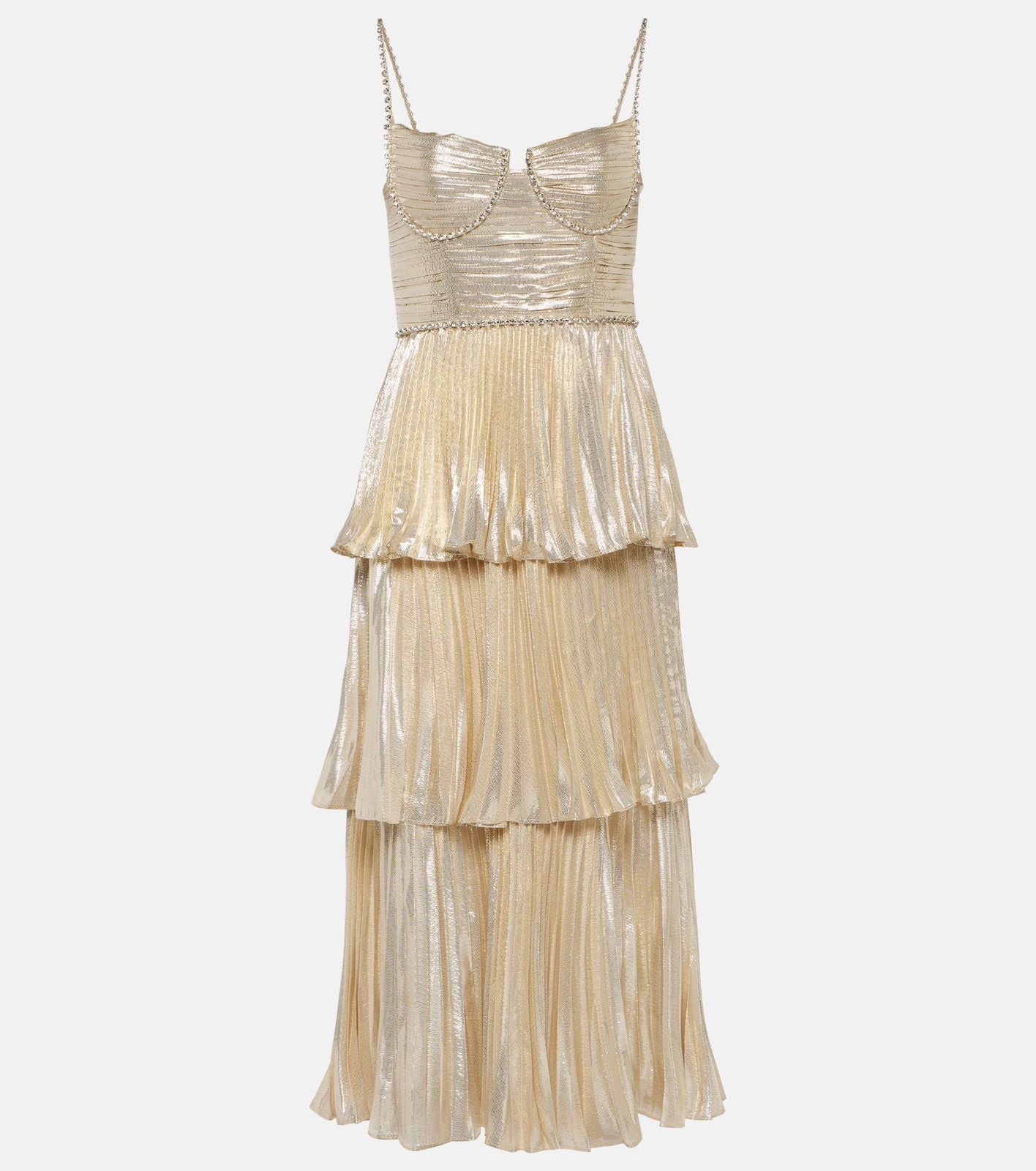 Party Ruffle Midi Dress - Champagne