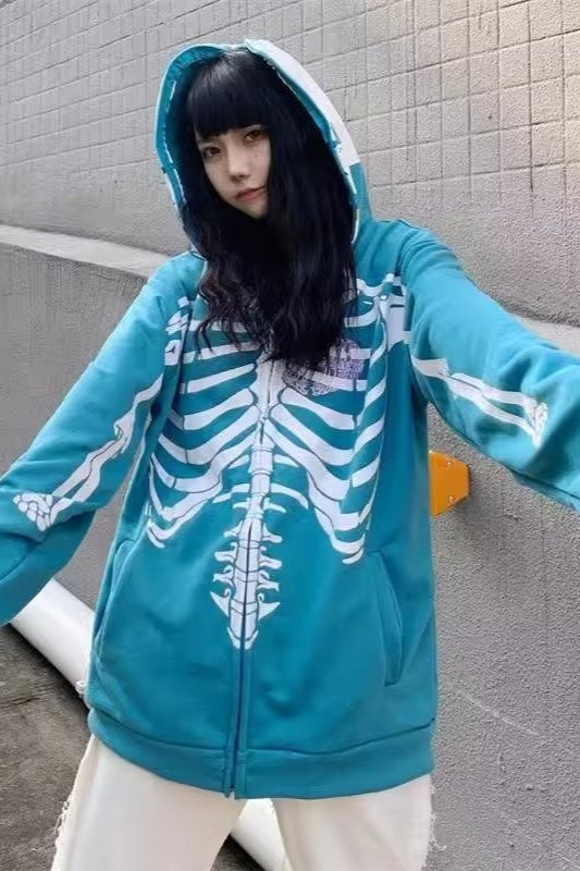 Gothic Skeleton Zipper Hoodie
