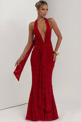 Tie Up Ruched Bodycon Party Dress