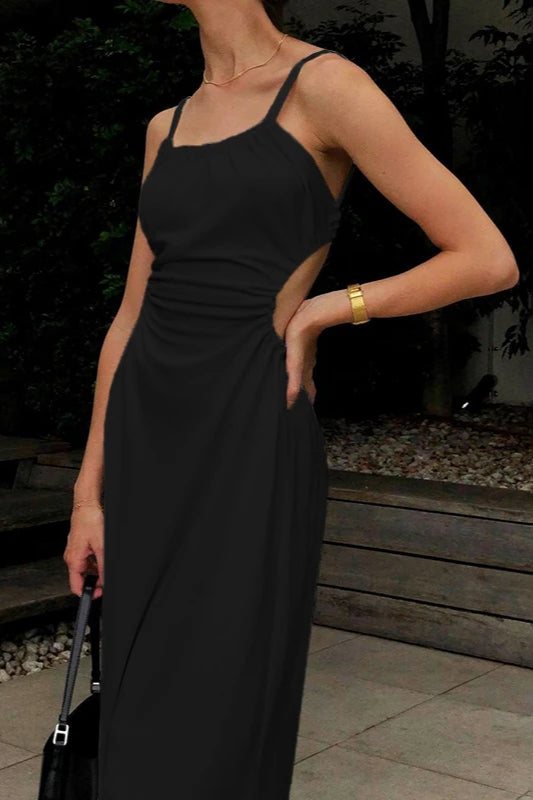 Lace Up Backless Midi Dress