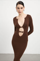 Deep V Hollow Out Knit Sweater Dress