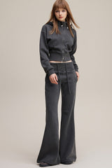 Fleece Lined Bodycon Flared Knit Pants