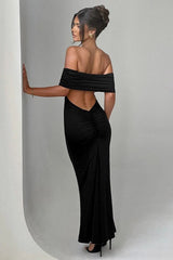 Solid Off Shoulder Ruched Formal Dress