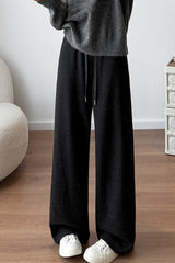 Plush Wool Draped Wide Leg Knit Pants