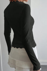 Lace Detail Long Sleeve Knit Top