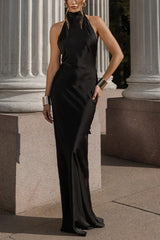 Sexy Satin Backless Sleeveless Party Dress