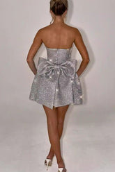 Strapless High Waist A-Line Mini Dress