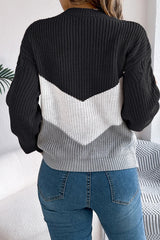Colorblock Round Neck Pullover Sweater