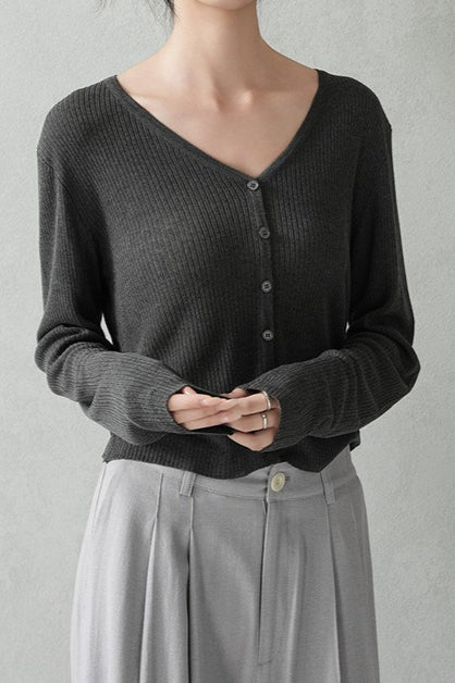 Lightweight Knit Cardigan Grey / One Size