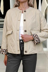 Patchwork Leopard Print Relaxed Jacket S / Ivory