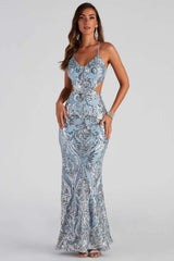 Elegant Deep V Neck Beaded Formal Dress