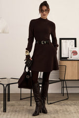 Thick Knit Turtleneck Sweater Dress