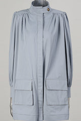 Relaxed Pleated Detail Jacket Blue / One Size