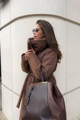 Long Stand Collar Relaxed Quilted Puffer Jacket