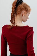 Burgundy Mock Two Piece Knit Top