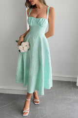 Jacquard Spaghetti Strap Cocktail Dress S / Green