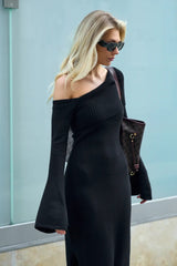 Off Shoulder Foldover Sweater Dress