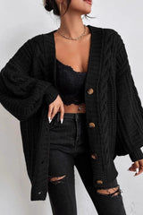 Lantern Sleeve Cable Knit Sweater