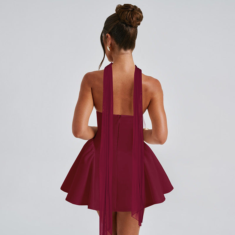 Skylene Mini Dress - Maroon