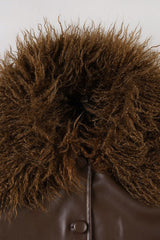 Fur Collar Leather Spliced Jacket