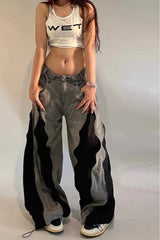 Harajuku Patchwork Wide Fit Jeans Grey / S