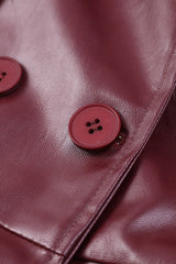 Belted Faux Leather Waist Fit Overcoat