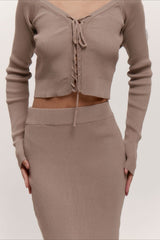 V-Neck Knit Crop Top Sweater Dress