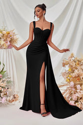 Sexy Bodycon Slit Maxi Party Dress XS / Black