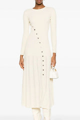 Asymmetrical Button Sweater Dress