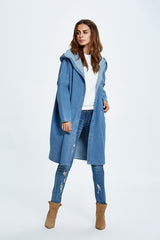 Long Hooded Denim Coat coats