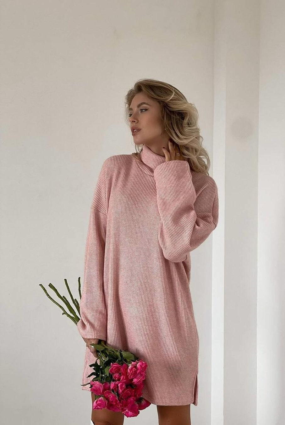 Solid Knit Pullover Sweater Dress