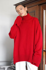 Solid Color Turtleneck Knit Sweater