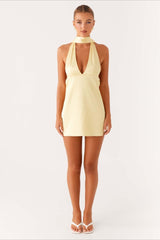 Deep V Backless Ribbon Cocktail Dress