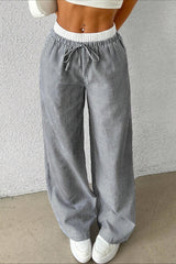 Stripe Plaid Pattern Knit Pants