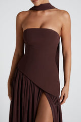 Color Block Flowy Tie Bustier Formal Dress