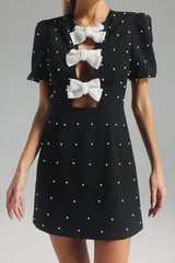 Bow Detail Paneled Mini Dress