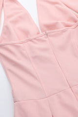 Elegant Deep V Halter Backless Maxi Party Dress