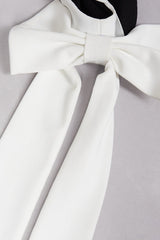 Bandage One-shoulder Color Block Bow Cocktail Dress