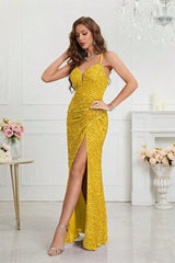 Sequin V Neck Bodycon Formal Dress