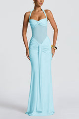 Mesh Panel Sash Maxi Dress
