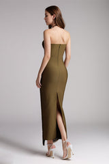 Fringe Halter High Slit Maxi Dress